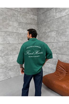 پیراهن سبز مردانه اورسایز SCSARVİN - کد 900890082