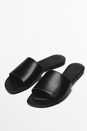 صندل مشکی زنانه پاشنه تخت Massimo Dutti - کد 900908919