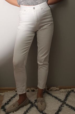 شلوار جین سفید زنانه پاچه کوتاه esferdiboutique - کد 900939674