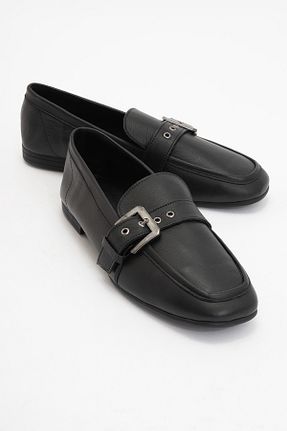 کفش لوفر مشکی زنانه چرم خالص luvishoes - کد 901022712