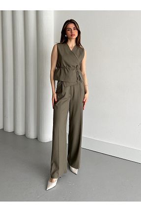 ست بالاتنه و پائین تنه خاکی زنانه پلی استر Laluvia - کد 901023273