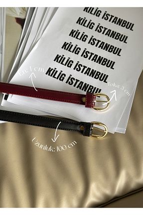 کمربند مشکی زنانه چرم مصنوعی KİLİGİSTANBUL - کد 900947069