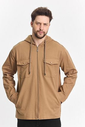 پیراهن قهوه ای مردانه اورسایز DAMGA JEANS - کد 900994903