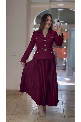 ست بالاتنه و پائین تنه حجاب زرشکی زنانه رگولار CLASSY.MODA - کد 903342254