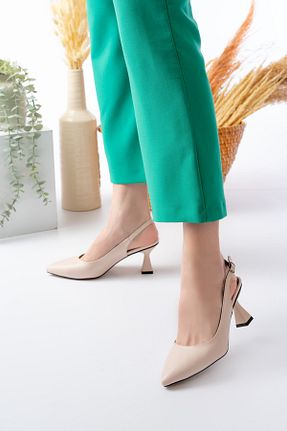 کفش پاشنه بلند کلاسیک بژ زنانه فلزی marinarosse - کد 259214992