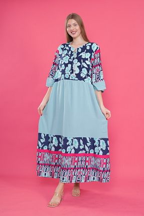 لباس سایز بزرگ فیروزه ای زنانه بافتنی mervemoda - کد 902184656