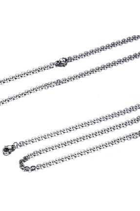 گردنبند استیل ( فولاد ) طوسی زنانه زنجیر Chavin - کد 31110156