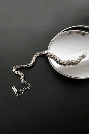 دستبند استیل (فولاد) طوسی زنانه استیل ضد زنگ Chavin - کد 852419958