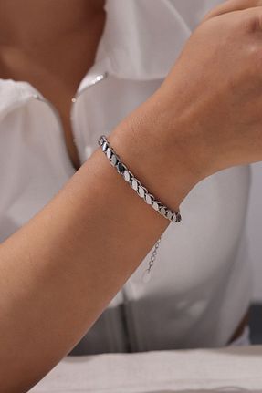 دستبند استیل (فولاد) طوسی زنانه استیل ضد زنگ Chavin - کد 852419958