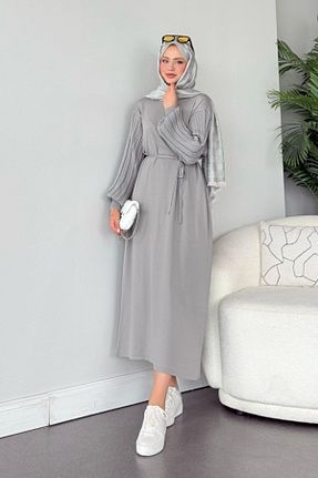 لباس حجاب طوسی زنانه رگولار HAZA MODA - کد 901100025