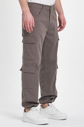 شلوار قهوه ای مردانه پنبه - الاستین DAMGA JEANS - کد 884308177