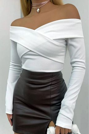 بلوز سفید زنانه ساده Nisaca - کد 901143453