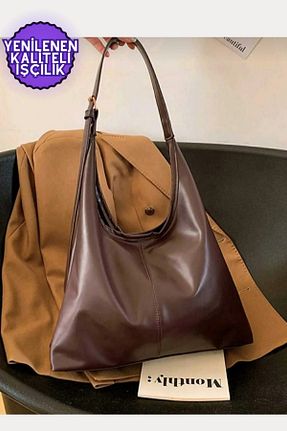 کیف دوشی قهوه ای زنانه چرم مصنوعی HEPSHOP - کد 900608586