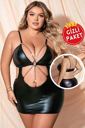لباس سایز بزرگ مشکی زنانه چرم RUKOD - کد 837720289