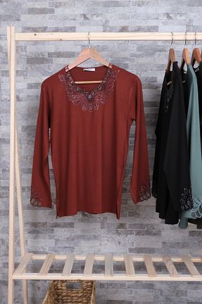 بلوز حجاب نارنجی زنانه ویسکون MUSTÜN - کد 901161607