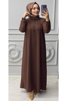 لباس حجاب قهوه ای زنانه رگولار Ebrarengiz Moda - کد 901165395