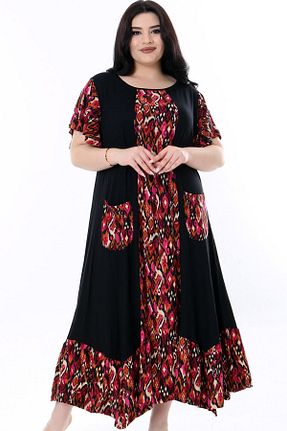 لباس سایز بزرگ مشکی زنانه مخلوط ویسکون Kheos - کد 832481147