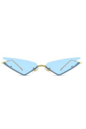 عینک آفتابی آبی زنانه 55 UV400 فلزی هندسی کد 40653617