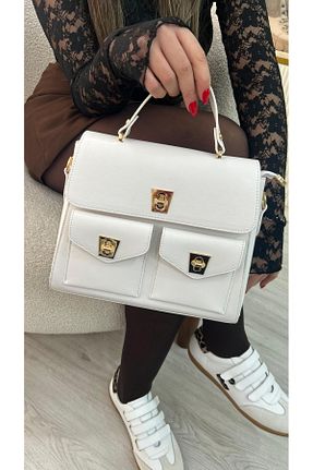 کیف دوشی سفید زنانه چرم مصنوعی by emine eren emotion shoes - کد 900361605