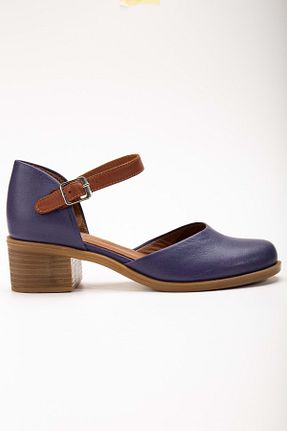 صندل بنفش زنانه پاشنه ضخیم ANALİN SHOES - کد 836112501