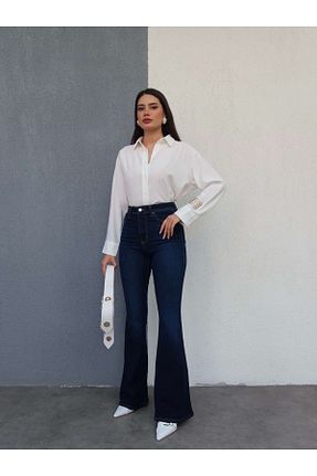 شلوار جین سرمه ای زنانه پاچه اسپانیولی dressmix - کد 900042638