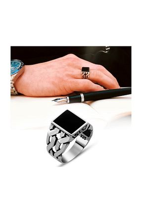انگشتر نقره مشکی مردانه 925 عیار KsrModa - کد 39633334