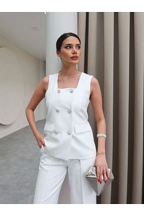 ست بالاتنه و پائین تنه سفید زنانه بافتنی ESRAHELVACI - کد 820454031
