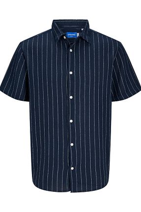 پیراهن سرمه ای مردانه یقه پیراهنی Jack & Jones - کد 900139103