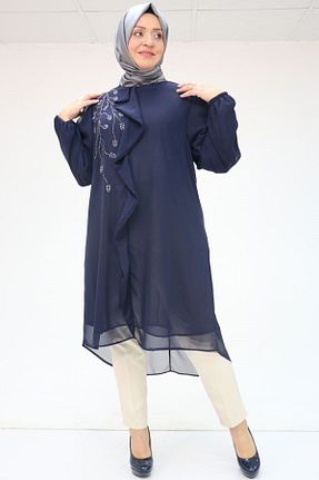 تونیک سایز بزرگ سرمه ای زنانه بافتنی Eslina - کد 900139499