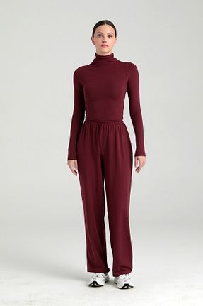 شلوار زرشکی زنانه پنبه ای SHEISMONO - کد 900132866
