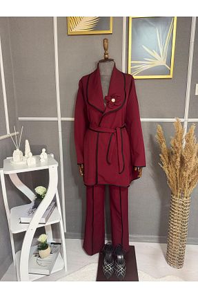 ست بالاتنه و پائین تنه زرشکی زنانه بافتنی MACMODA - کد 900159394