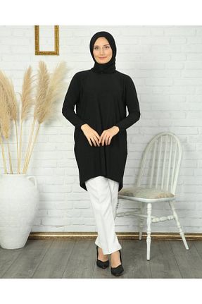 تونیک حجاب مشکی زنانه مخلوط ویسکون NİSUM MODA - کد 890953395