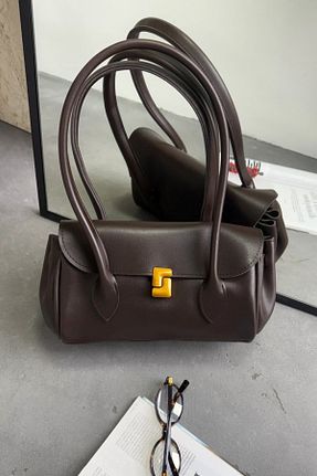 کیف دوشی قهوه ای زنانه چرم مصنوعی leonas - کد 900170568