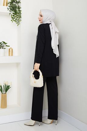 ست بالاتنه و پائین تنه حجاب مشکی زنانه رگولار Pamuk Butik - کد 900236650