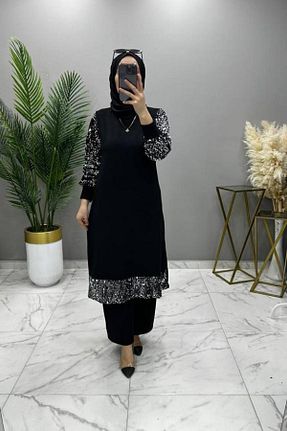 ست بالاتنه و پائین تنه حجاب مشکی زنانه سایز بزرگ Mercan - کد 897519091
