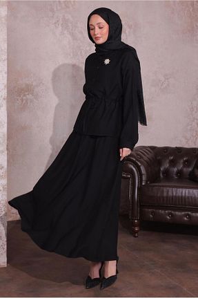 ست بالاتنه و پائین تنه حجاب مشکی زنانه رگولار TRENDTESETTÜR - کد 900279809