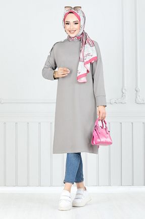 تونیک حجاب طوسی زنانه پنبه پلی استر ModaMerve - کد 900281326
