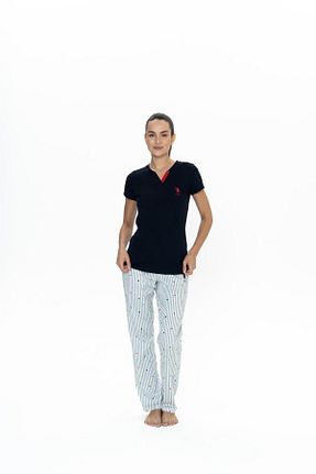 ست لباس راحتی سرمه ای زنانه طرح دار U.S. Polo Assn. - کد 900424851