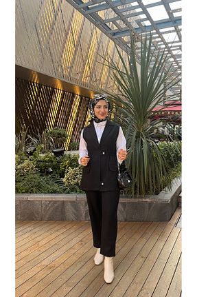 ست بالاتنه و پائین تنه مشکی زنانه بافتنی İpli - کد 900567607