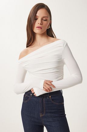 بلوز سفید زنانه ساده Lovelyİstanbul - کد 863810306
