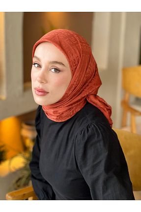 روسری نارنجی پنبه ای Modakaşmir - کد 900324680