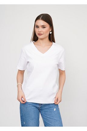 تیشرت سفید زنانه رگولار Ay Moda Collection - کد 900308850