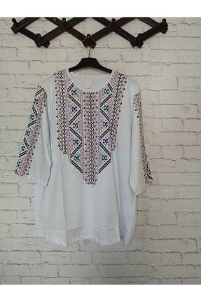 بلوز سایز بزرگ سفید زنانه مام فیت anne moda ankara - کد 838881807