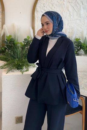 ست بالاتنه و پائین تنه حجاب سرمه ای زنانه رگولار SİNDAL - کد 900326546