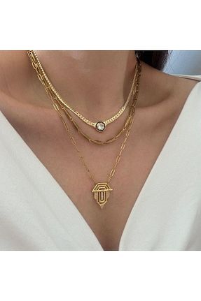 گردنبند استیل ( فولاد ) طلائی زنانه استیل (فولاد) VenüsDesign - کد 849150165