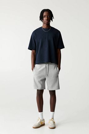 شلوارک و برمودا طوسی مردانه پنبه ای Pull & Bear - کد 900385501
