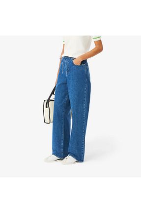 شلوار جین آبی زنانه پاچه گشاد Lacoste - کد 900381783