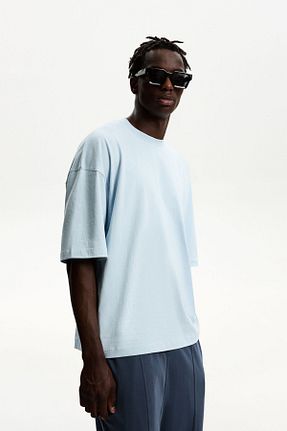 تیشرت آبی مردانه Relaxed Bershka - کد 900373041