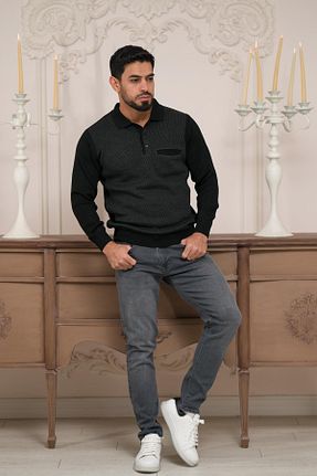 پلیور مشکی مردانه ساده Woolen World - کد 900376218