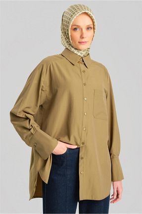 پیراهن حجاب خاکی زنانه رگولار Armine - کد 873652457